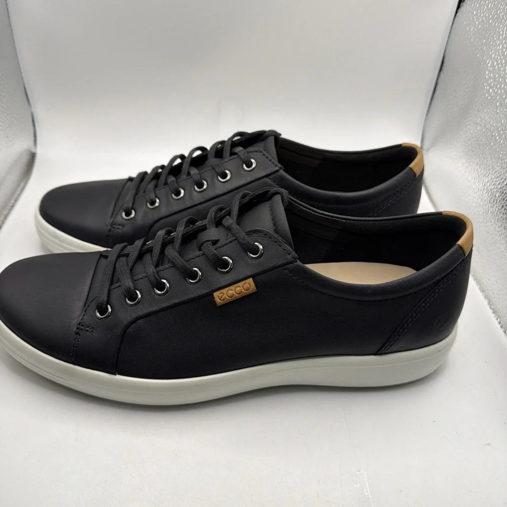 ECCO Soft 7 Men's Black Leather Shoes Low Top Shoes 430004 01001 EU44 US 10-10.5